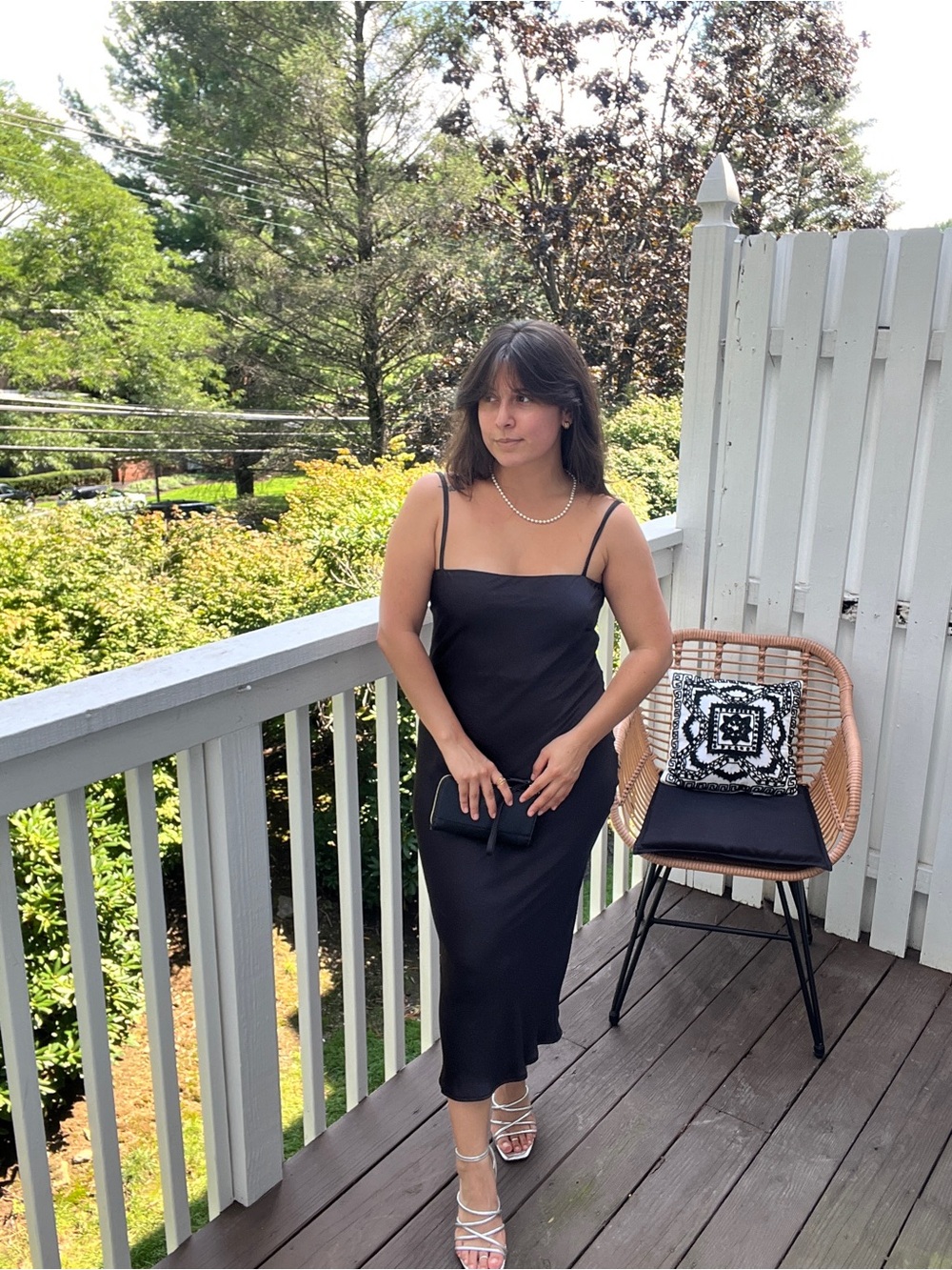 Hello Molly Black Satin Midi Slip Dress